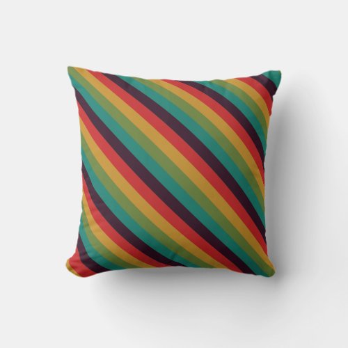 Mid century color pallet striped decor pillow