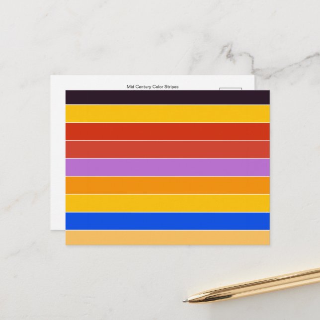 Mid Century Color Stripes  Postcard (Front/Back In Situ)