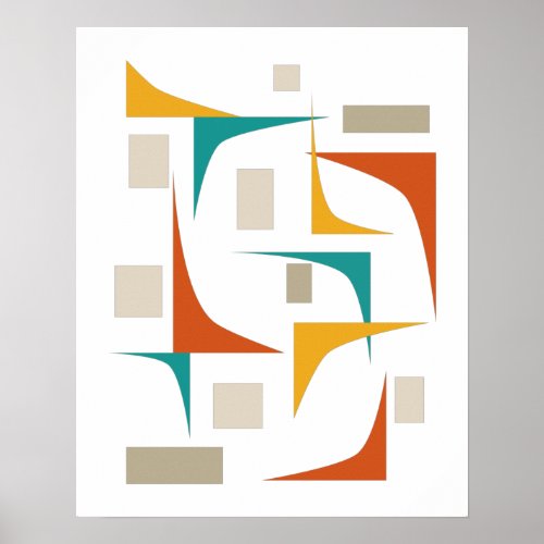 Mid Century Colorful Abstract Geometric Corners Poster