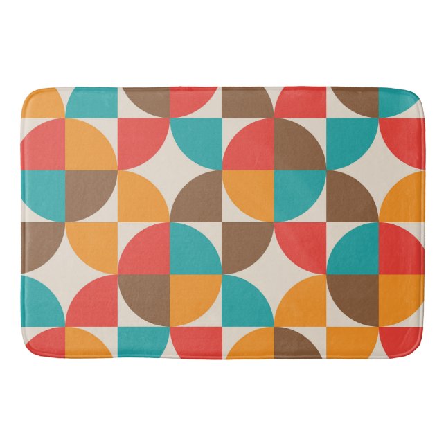 Mid Century Colorful Abstract Half Circles  Bath Mat (Front)