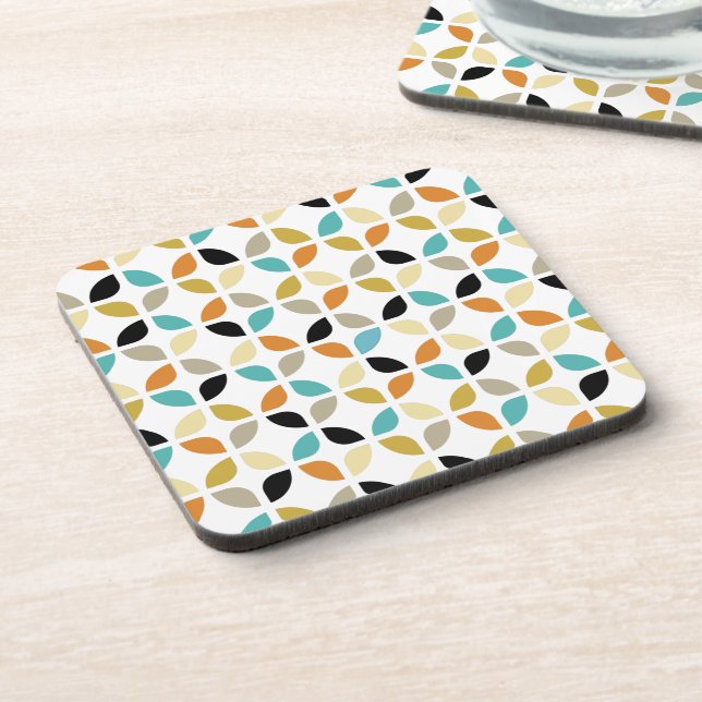 Mid Century Colorful Circles Geometric Pattern Beverage Coaster (Left Side)