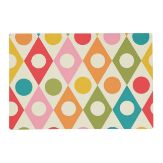 Mid Century Colorful Circles on Diamonds Pattern  Placemat