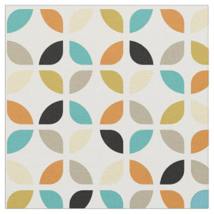 Mid Century Colorful Geometric Circles Pattern Fabric