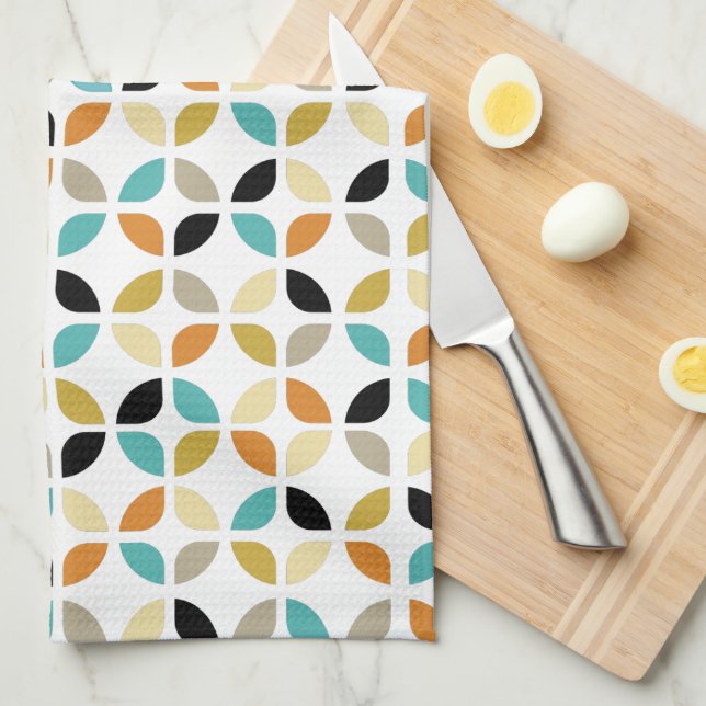Mid Century Colorful Geometric Circles Pattern Kitchen Towel (Quarter Fold)