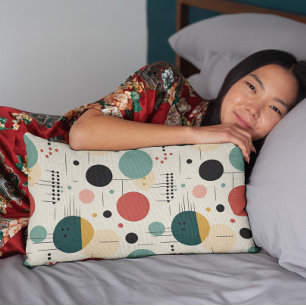Mid century colorful geometric pattern pillow case