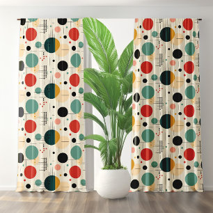 Mid century colorful geometric pattern sheer curtains