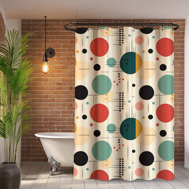 Mid century colorful geometric pattern shower curtain (Creator Uploaded)