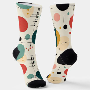 Mid century colorful geometric pattern socks