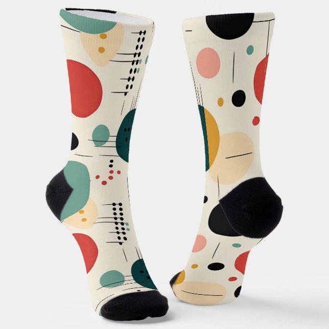 Mid century colorful geometric pattern socks (Angled)