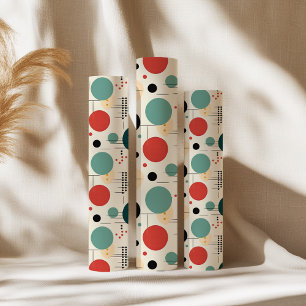 Mid century colorful geometric pattern wrapping paper