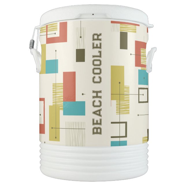 Mid Century Colorful geometric shapes pattern Beverage Cooler (Back)