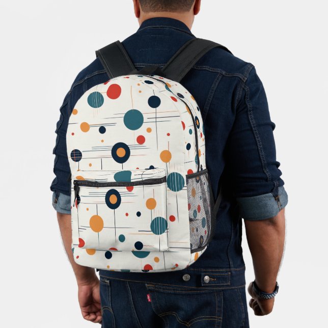 Mid-century colorful geometric shapes pattern printed backpack (Insitu (Model))