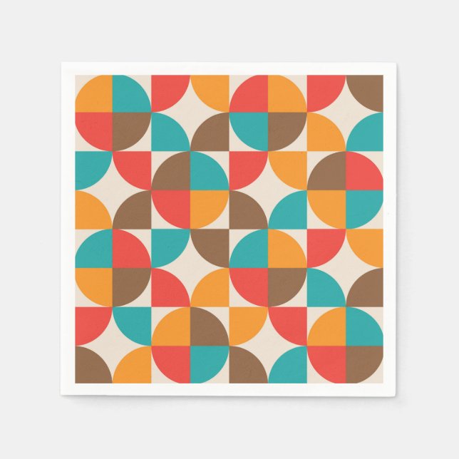 Mid Century Colorful Half Circles Pattern  Napkins (Front)