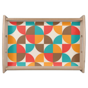 Mid Century Colorful Half Circles Pattern  Serving Tray