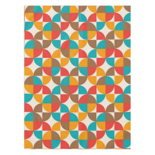 Mid Century Colorful Half Circles Pattern  Tablecloth