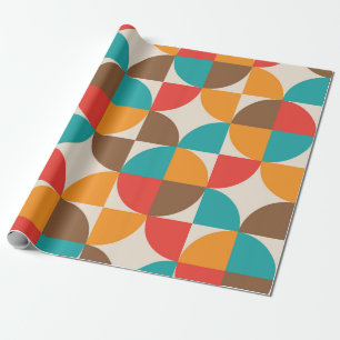 Mid Century Colorful Half Circles Pattern Wrapping Paper