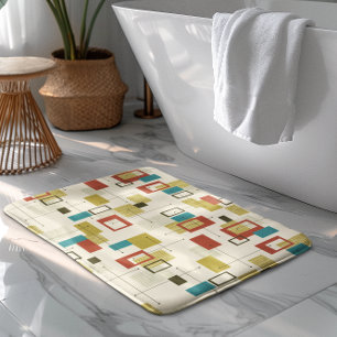 Mid-Century colorful modern geometric pattern Bath Mat