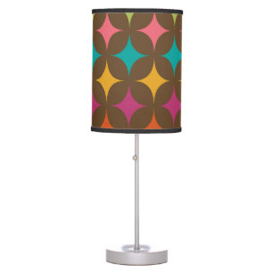 Mid Century Colorful Retro Starbursts Pattern Table Lamp
