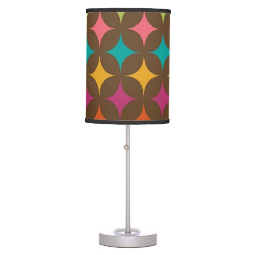 Mid Century Colorful Retro Starbursts Pattern  Table Lamp