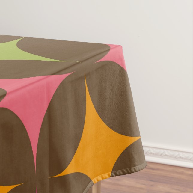 Mid Century Colorful Retro Starbursts Pattern  Tablecloth (In Situ)