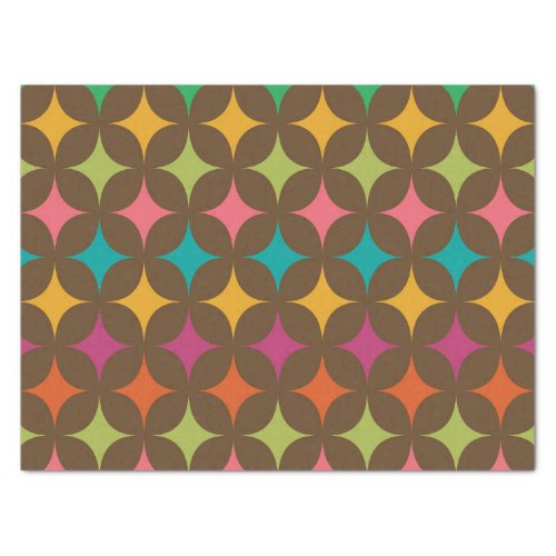 Mid Century Colorful Retro Starbursts Pattern  Tissue Paper