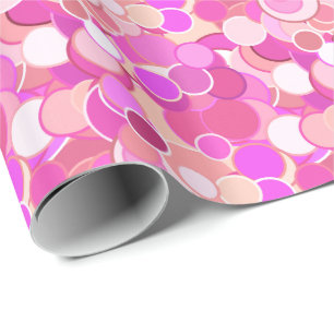 Mid-Century confetti dots - pink and coral Wrapping Paper