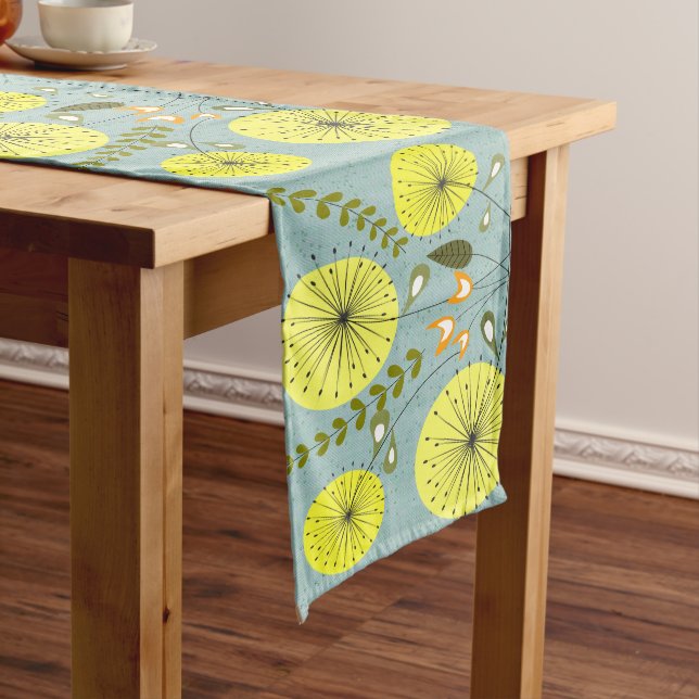 Mid-Century Dandelion Clocks Medium Table Runner (In Situ)