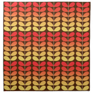 Mid Century Danish Leaves, Brown, Orange & Gold Cloth Napkin