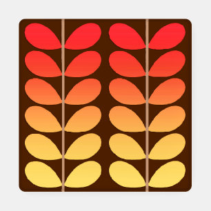 Mid Century Danish Leaves, Brown, Orange & Gold Coaster Set