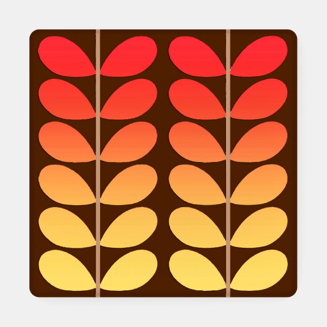 Mid Century Danish Leaves, Brown, Orange & Gold Coaster Set (Single)