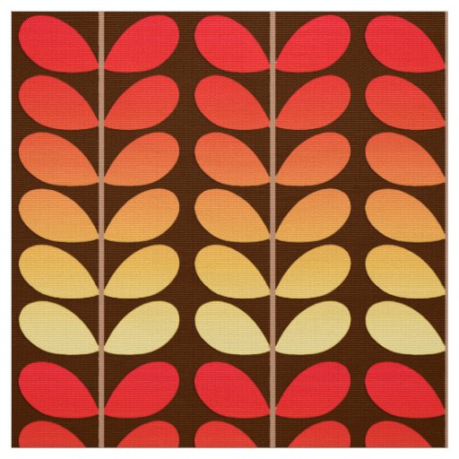 Mid Century Danish Leaves, Brown, Orange & Gold Fabric