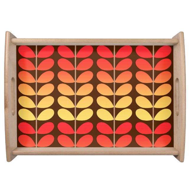 Mid Century Danish Leaves, Brown, Orange & Gold Serving Tray (Front)