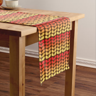 Mid Century Danish Leaves, Brown, Orange & Gold Short Table Runner