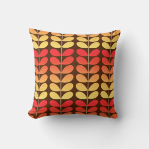 Mid Century Danish Leaves, Brown, Orange & Gold Throw Pillow
