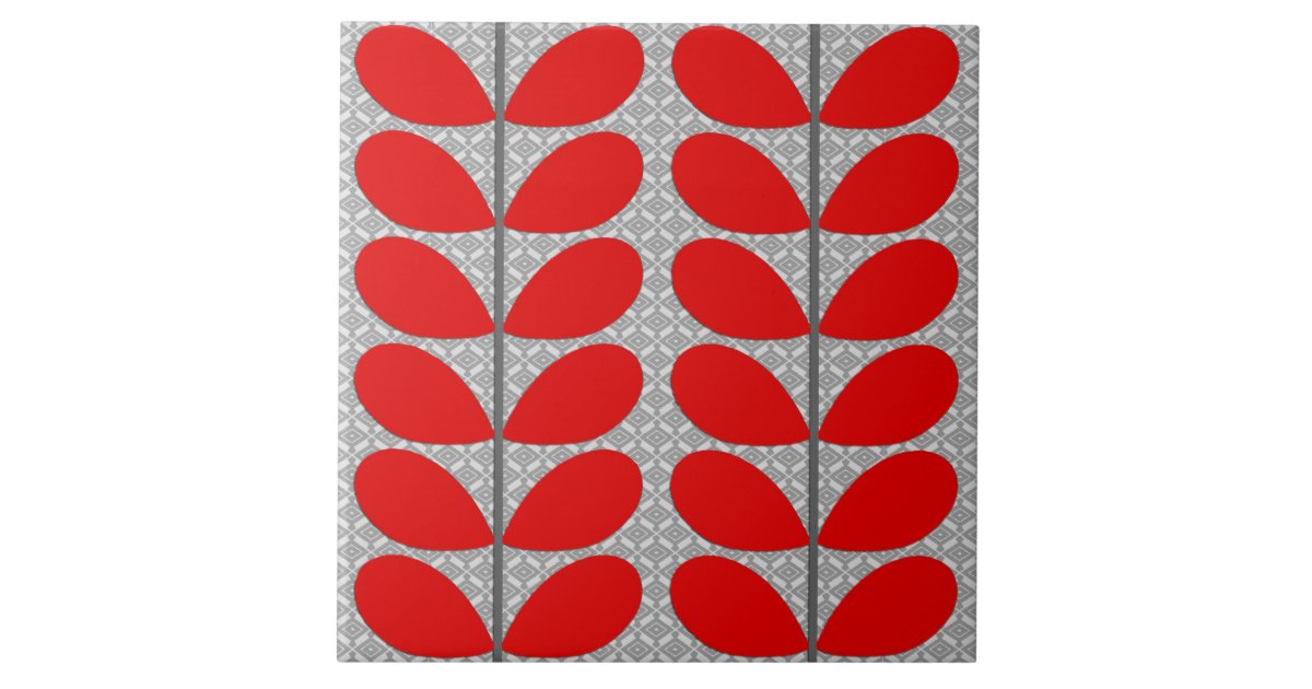 Mid Century Danish Leaves, Deep Red & Gray / Grey Ceramic ...