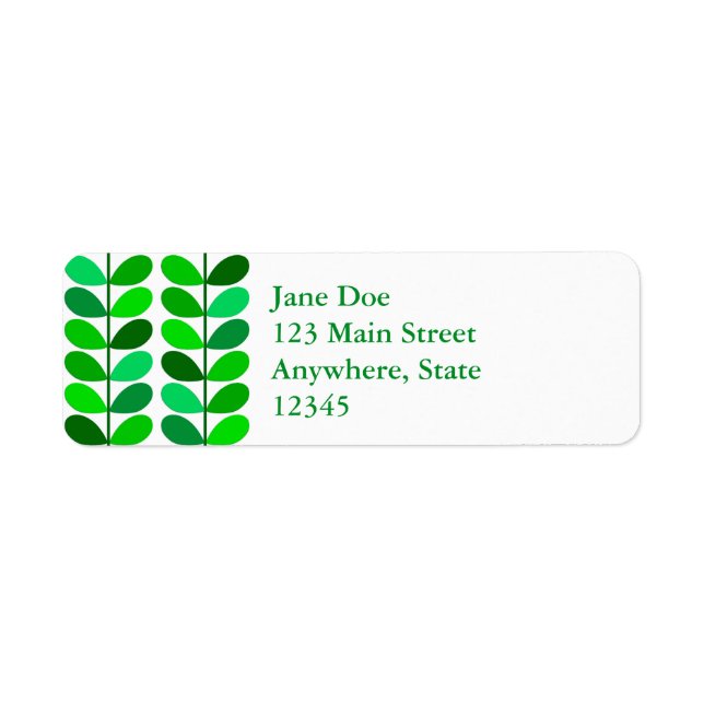 Mid Century Danish Leaves, Emerald and Lime Green Label (Front)