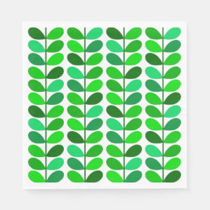 Mid Century Danish Leaves, Emerald and Lime Green Napkins