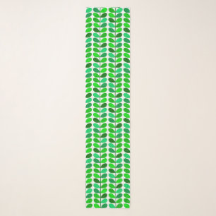 Mid Century Danish Leaves, Emerald and Lime Green Scarf