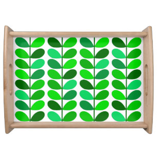 Mid Century Danish Leaves, Emerald and Lime Green Serving Tray