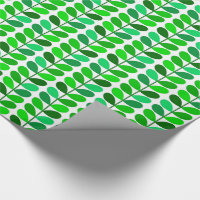 Mid Century Danish Leaves, Emerald and Lime Green Wrapping Paper