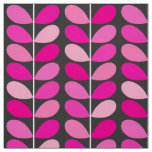 Mid Century Danish Leaves, Fuchsia Pink and Gray Fabric
