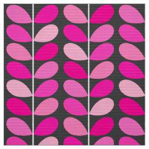 Mid Century Danish Leaves, Fuchsia Pink and Gray Fabric