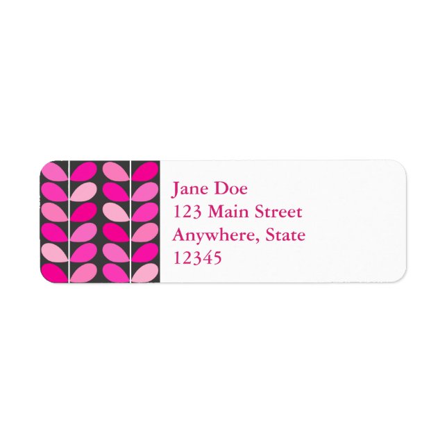 Mid Century Danish Leaves, Fuchsia Pink and Gray Label (Front)