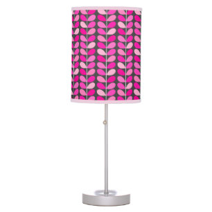Mid Century Danish Leaves, Fuchsia Pink and Gray Table Lamp