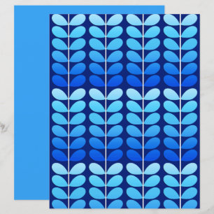 Mid Century Danish Leaves, Navy and Cobalt Blue