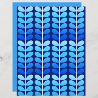 Mid Century Danish Leaves, Navy and Cobalt Blue