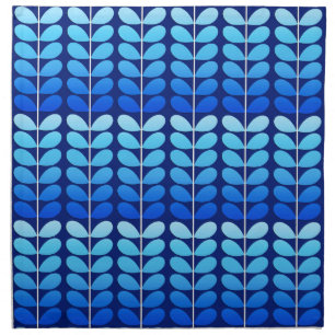 Mid Century Danish Leaves, Navy and Cobalt Blue Cloth Napkin