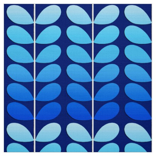 Mid Century Danish Leaves, Navy and Cobalt Blue Fabric