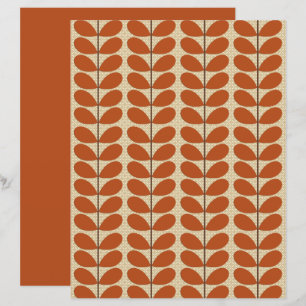 Mid Century Danish Leaves, Rust Brown and Beige 