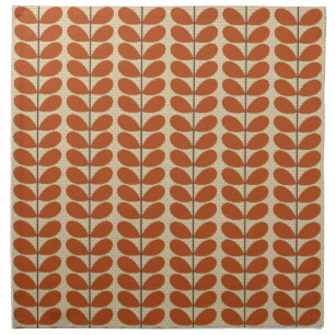 Mid Century Danish Leaves, Rust Brown and Beige Cloth Napkin